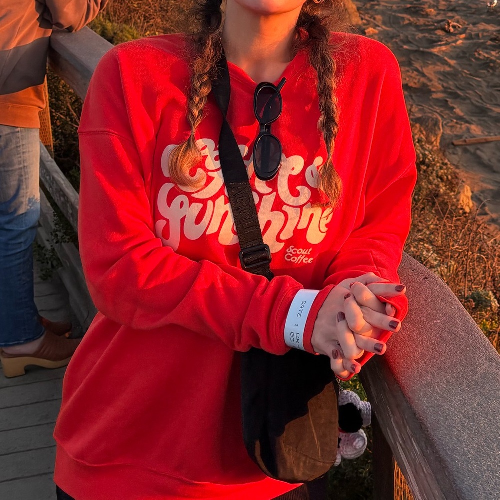 Cute Coffeeshop Red Graphic Sweatshirt from Scout Coffee